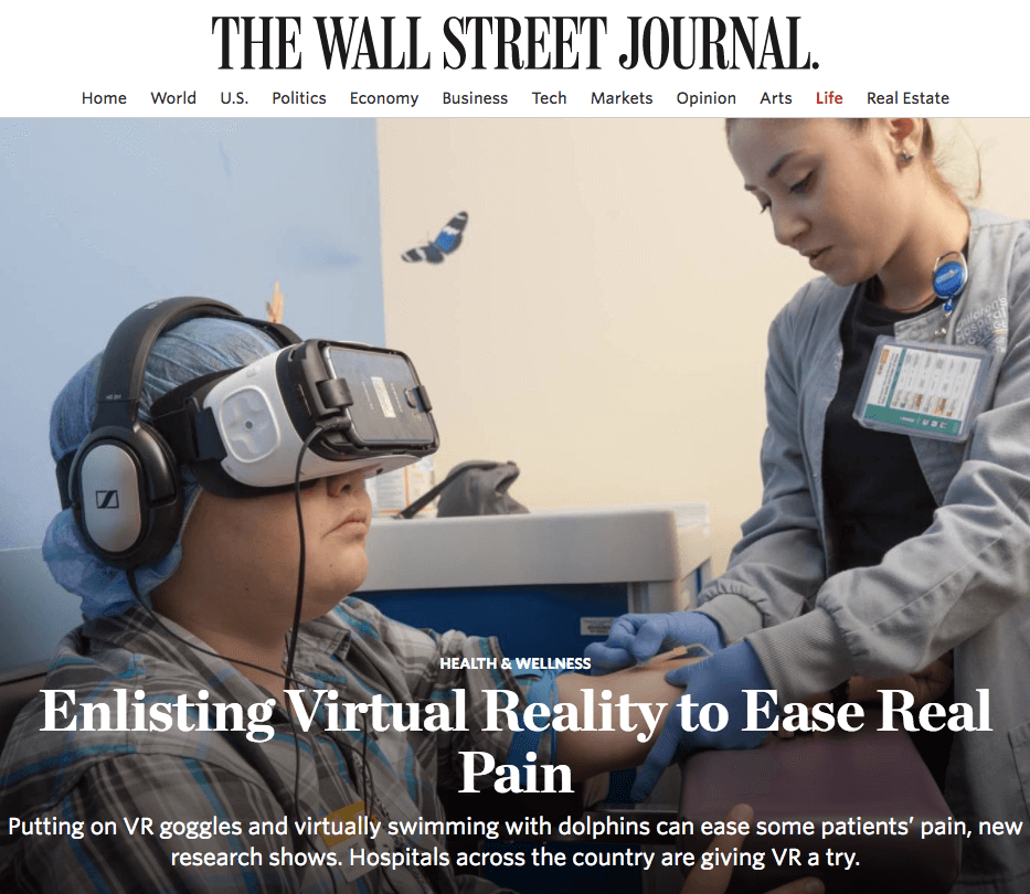 The WSJ Recognizes Virtual Reality for Pain Management