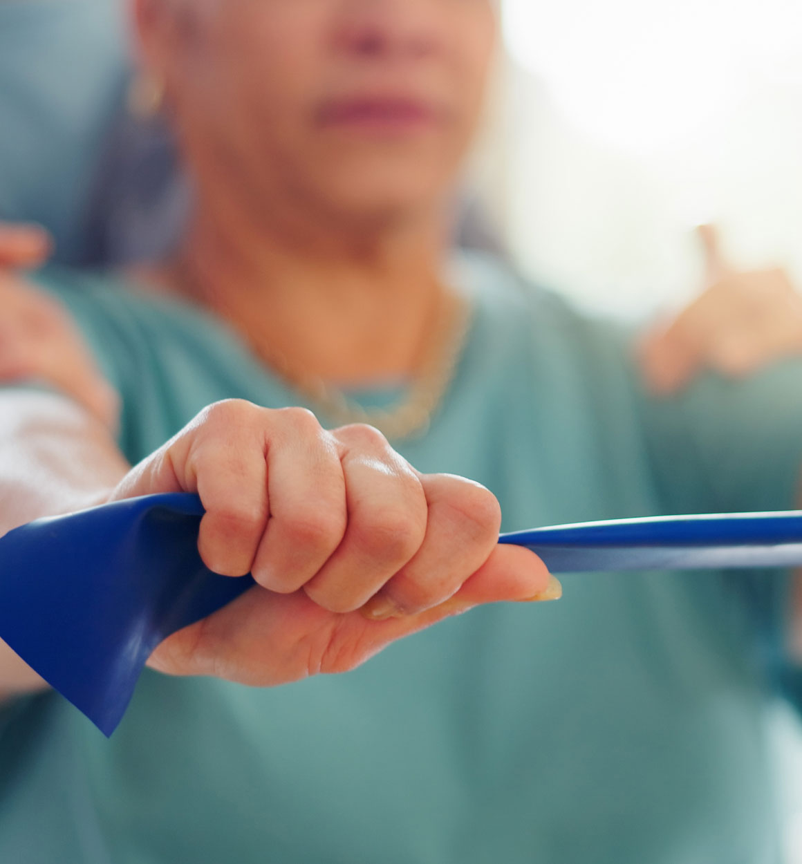 woman with resistance band